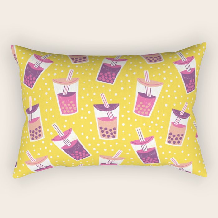Bubble Tea Boba Pattern Rectangular Pillow Gallery Image 2