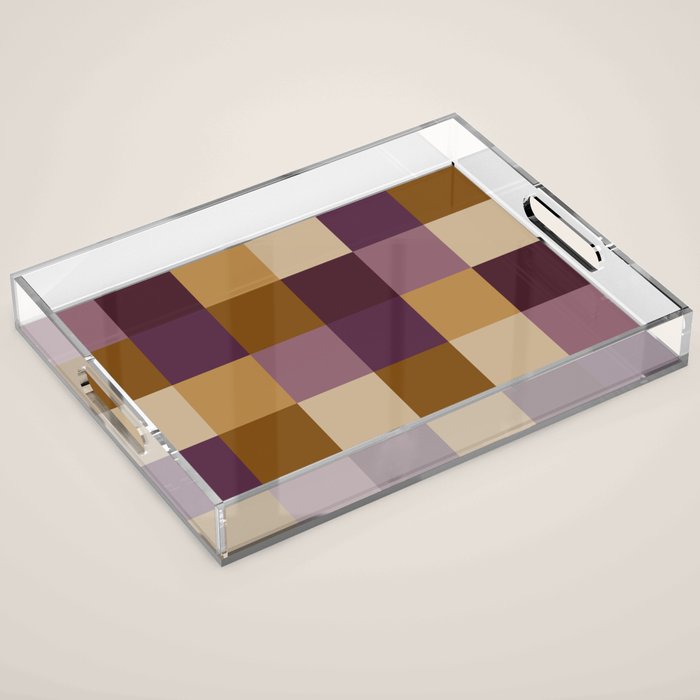 Bold Autumn Checks Pattern - Large XII Acrylic Tray Gallery Image 1