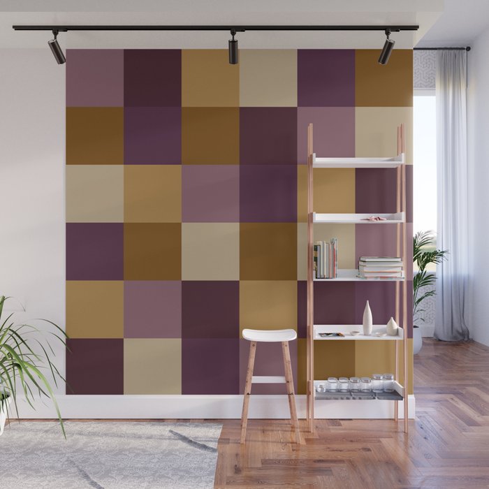 Bold Autumn Checks Pattern - Large XII Wall Mural Gallery Image 1