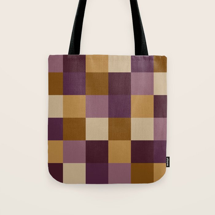 Bold Autumn Checks Pattern - Large XII Tote Bag Gallery Image 1