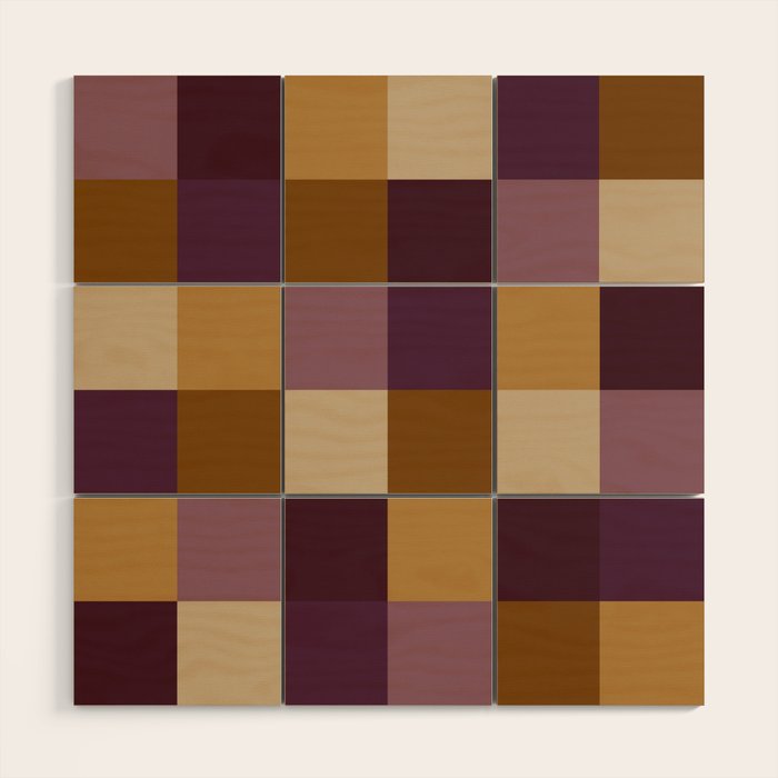 Bold Autumn Checks Pattern - Large XII Wood Wall Art Gallery Image 1
