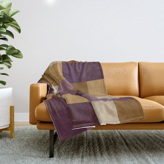 Bold Autumn Checks Pattern - Large XII Throw Blanket Gallery Image 1
