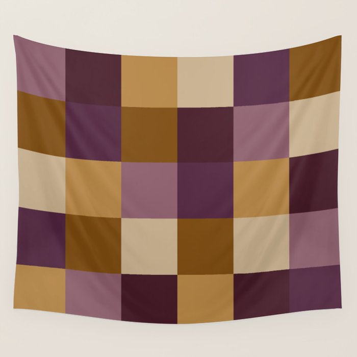 Bold Autumn Checks Pattern - Large XII Wall Tapestry Gallery Image 4