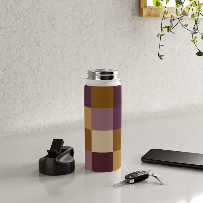 Bold Autumn Checks Pattern - Large XII Water Bottle Gallery Image 4