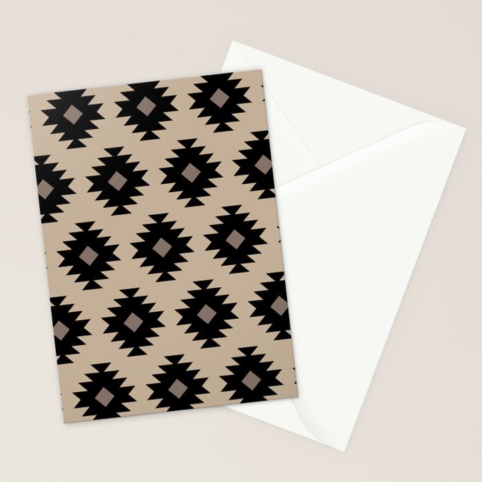Southwestern Pattern 451 Beige and Black Stationery Card Gallery Image 2