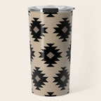 Southwestern Pattern 451 Beige and Black Travel Mug Gallery Image 1