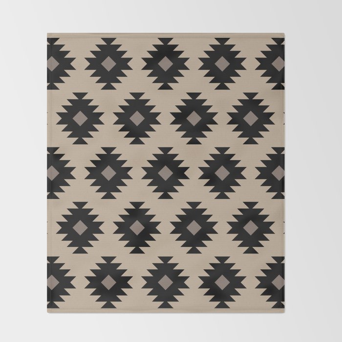 Southwestern Pattern 451 Beige and Black Throw Blanket Gallery Image 2