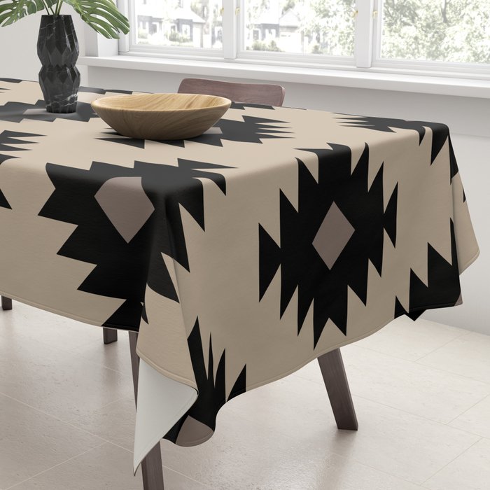 Southwestern Pattern 451 Beige and Black Tablecloth Gallery Image 3