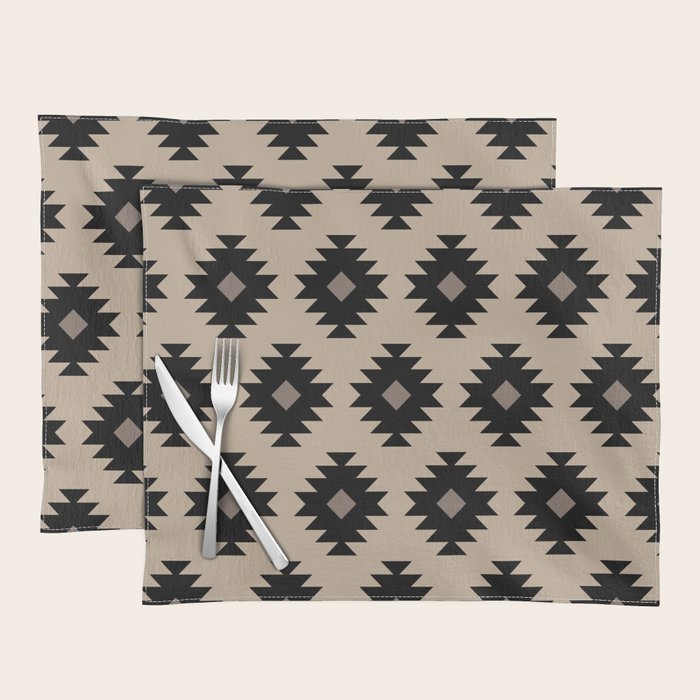 Southwestern Pattern 451 Beige and Black Placemat Gallery Image 1