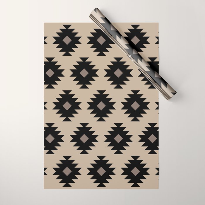 Southwestern Pattern 451 Beige and Black Wrapping Paper Gallery Image 1