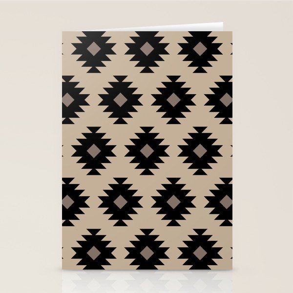 Southwestern Pattern 451 Beige and Black Stationery Card Gallery Image 2