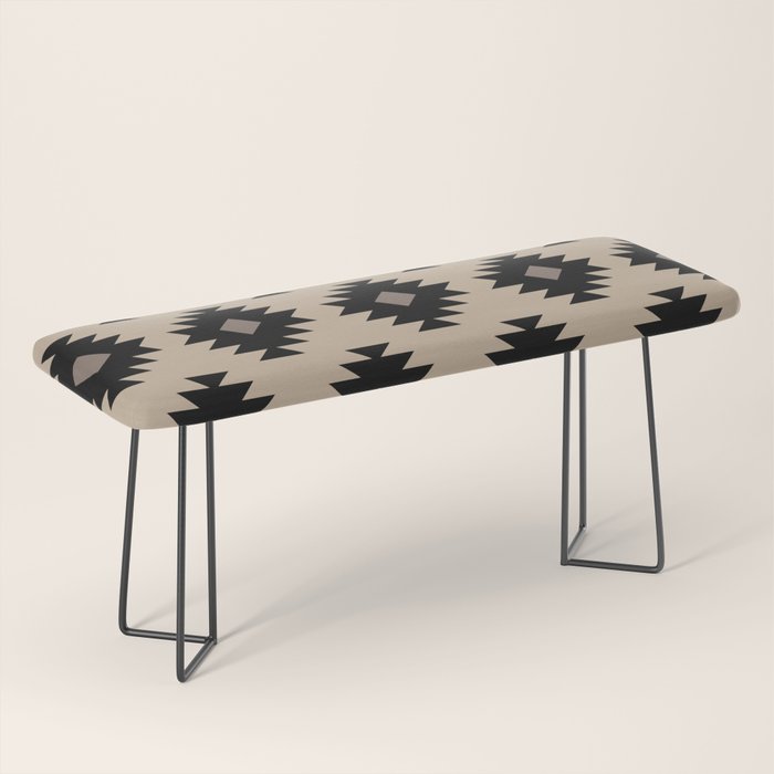 Southwestern Pattern 451 Beige and Black Bench Gallery Image 1