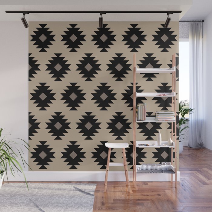 Southwestern Pattern 451 Beige and Black Wall Mural Gallery Image 1