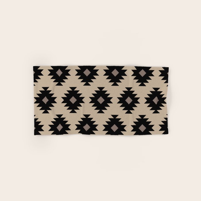 Southwestern Pattern 451 Beige and Black Bath Towel Gallery Image 1