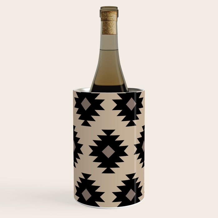 Southwestern Pattern 451 Beige and Black Wine Chiller Gallery Image 1