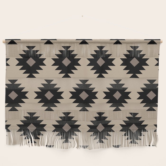 Southwestern Pattern 451 Beige and Black Wall Hanging Gallery Image 1
