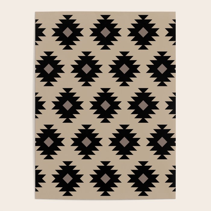 Southwestern Pattern 451 Beige and Black Poster Gallery Image 1