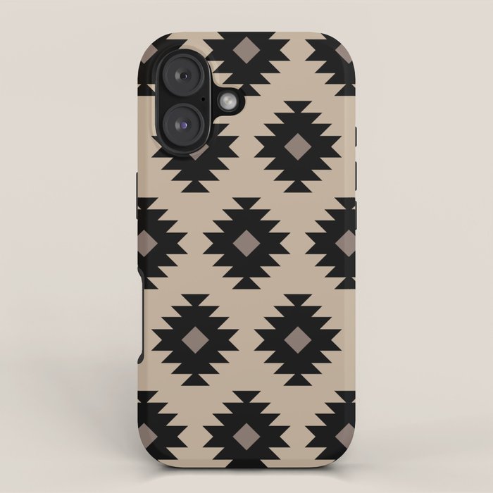 Southwestern Pattern 451 Beige and Black iPhone Case Gallery Image 1