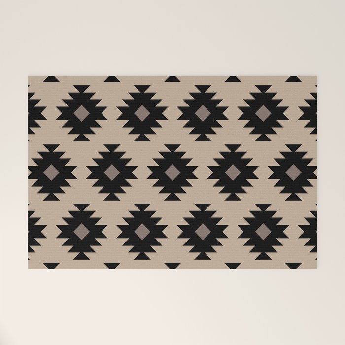 Southwestern Pattern 451 Beige and Black Welcome Mat Gallery Image 1