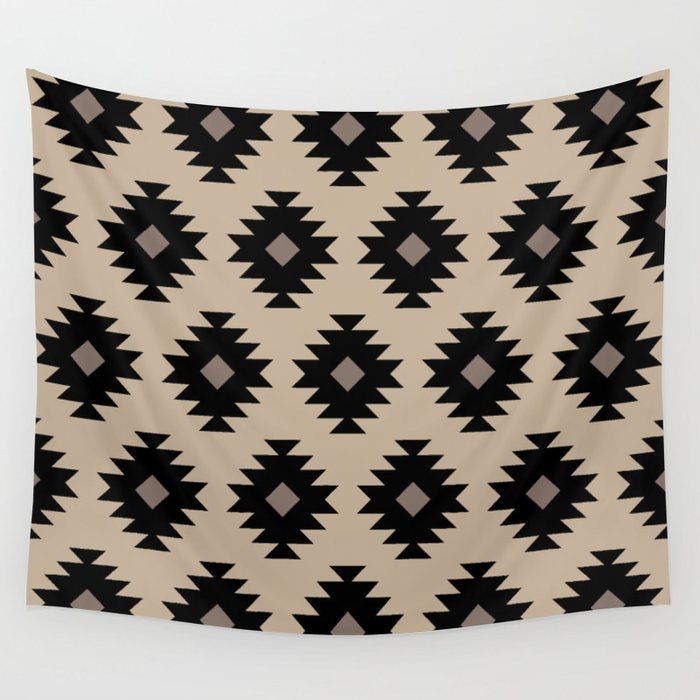 Southwestern Pattern 451 Beige and Black Wall Tapestry Gallery Image 1