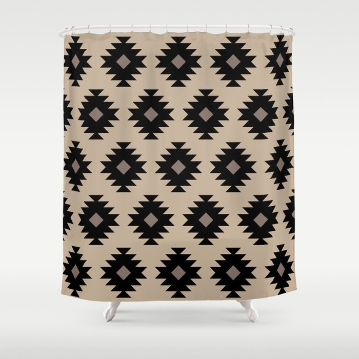 Southwestern Pattern 451 Beige and Black Shower Curtain Gallery Image 1