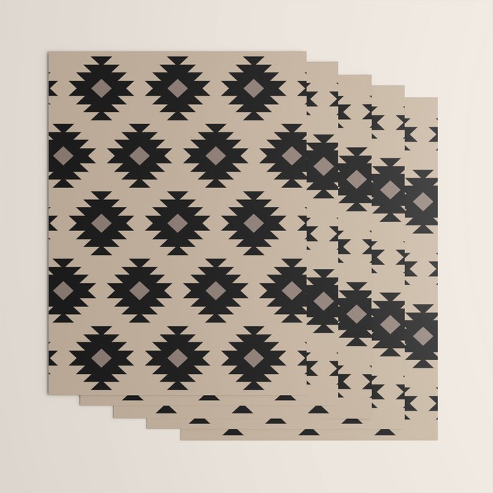 Southwestern Pattern 451 Beige and Black Wrapping Paper Gallery Image 3