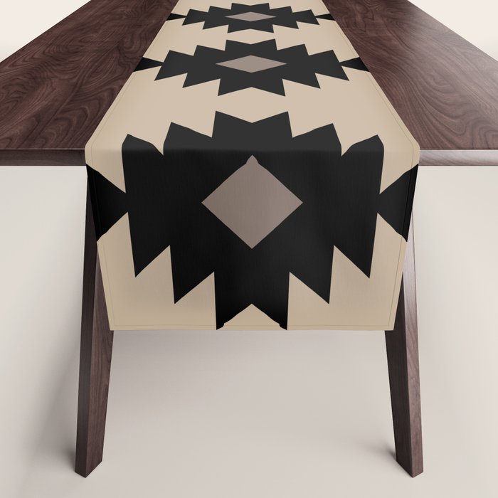 Southwestern Pattern 451 Beige and Black Table Runner Gallery Image 1