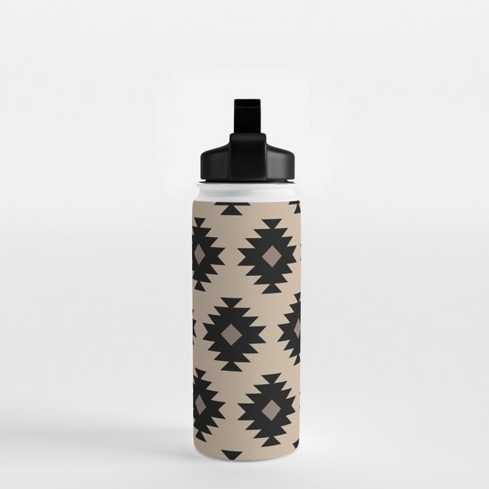 Southwestern Pattern 451 Beige and Black Water Bottle Gallery Image 2