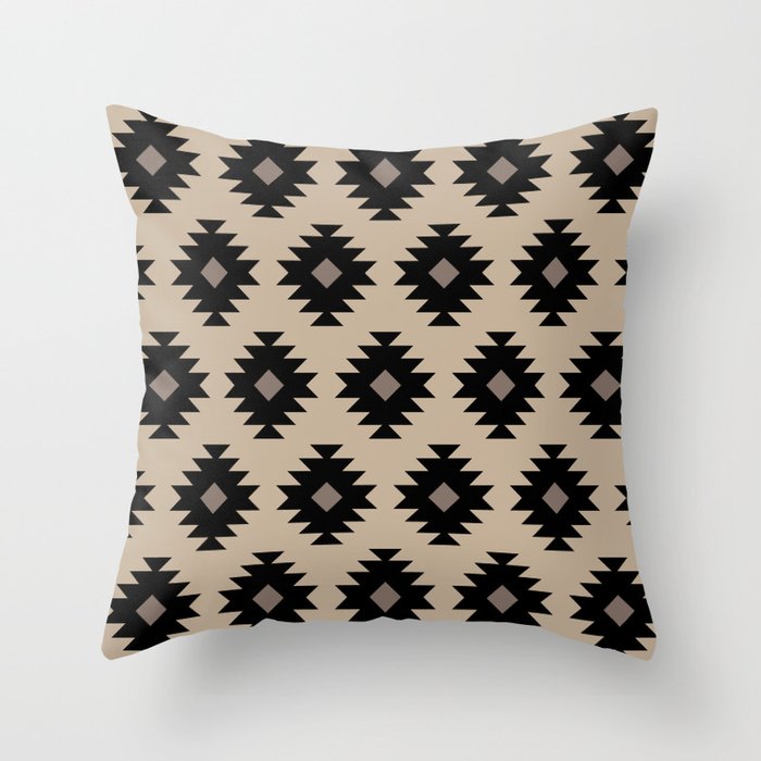 Southwestern Pattern 451 Beige and Black Throw Pillow Gallery Image 6