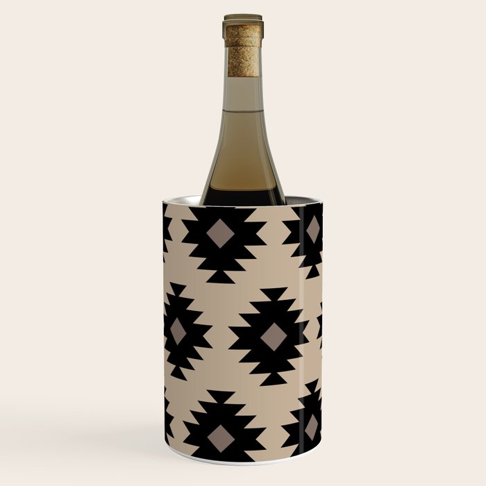 Southwestern Pattern 451 Beige and Black Wine Chiller Gallery Image 2