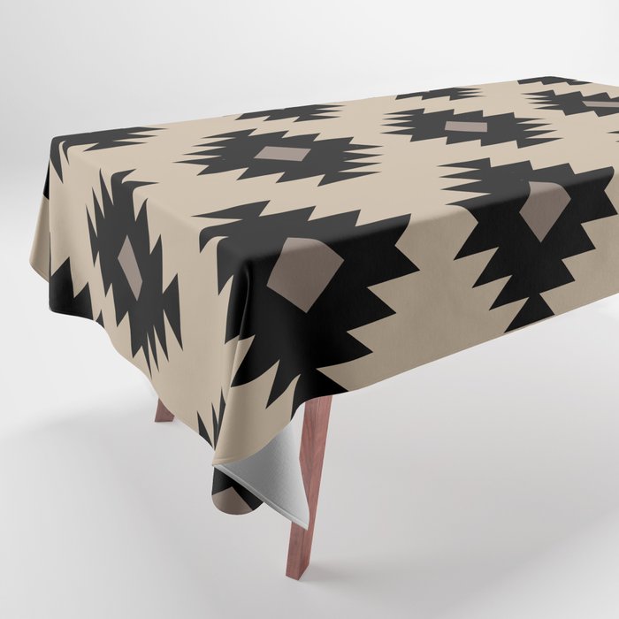 Southwestern Pattern 451 Beige and Black Tablecloth Gallery Image 1
