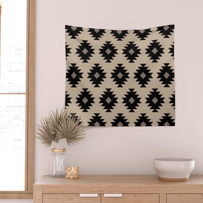 Southwestern Pattern 451 Beige and Black Wall Tapestry Gallery Image 2