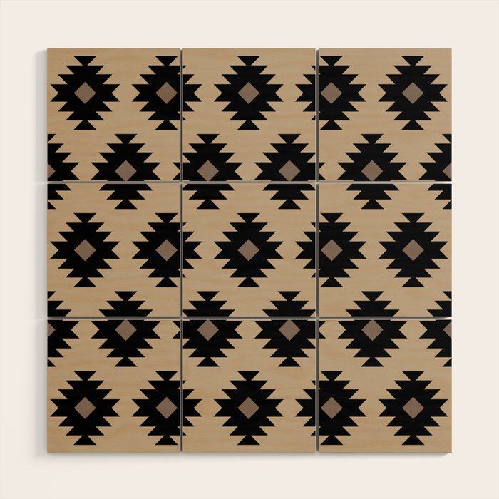Southwestern Pattern 451 Beige and Black Wood Wall Art Gallery Image 1