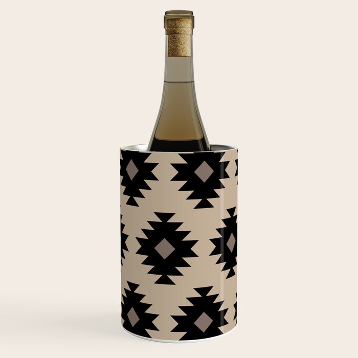 Southwestern Pattern 451 Beige and Black Wine Chiller Gallery Image 3