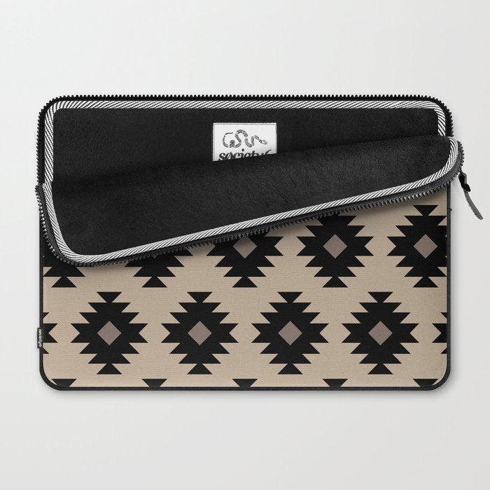 Southwestern Pattern 451 Beige and Black Laptop Sleeve Gallery Image 2