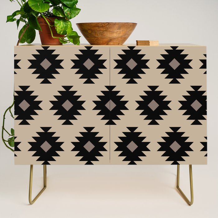 Southwestern Pattern 451 Beige and Black Credenza Gallery Image 1