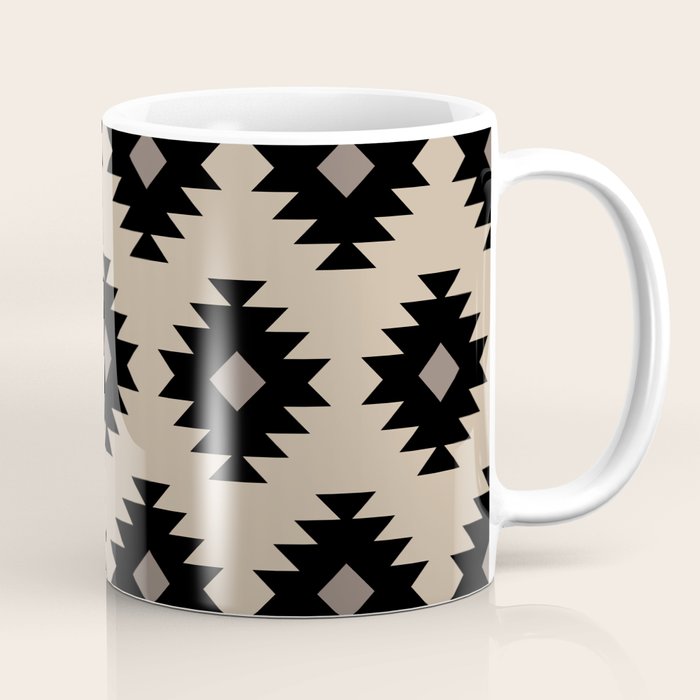 Southwestern Pattern 451 Beige and Black Coffee Mug Gallery Image 1