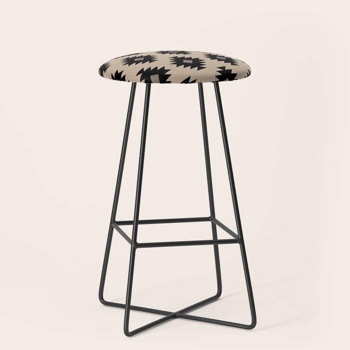 Southwestern Pattern 451 Beige and Black Stool Gallery Image 1
