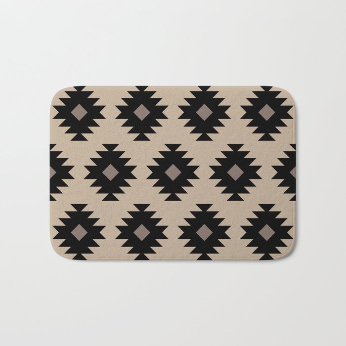 Southwestern Pattern 451 Beige and Black Bath Mat Gallery Image 1