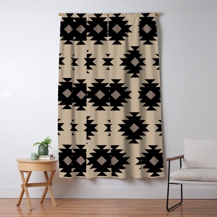 Southwestern Pattern 451 Beige and Black Window Curtain Gallery Image 5