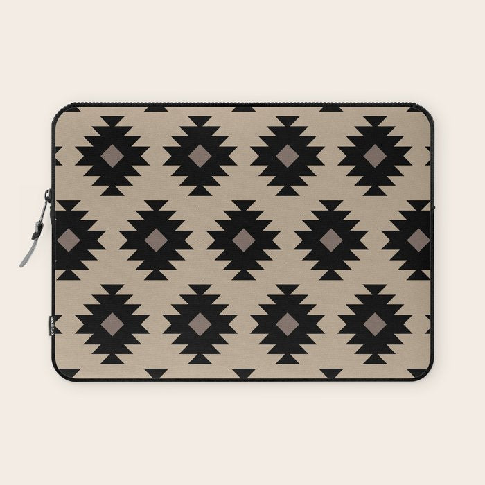 Southwestern Pattern 451 Beige and Black Laptop Sleeve Gallery Image 1