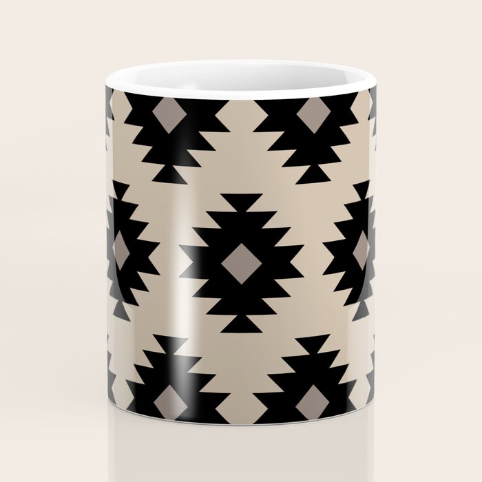 Southwestern Pattern 451 Beige and Black Coffee Mug Gallery Image 4