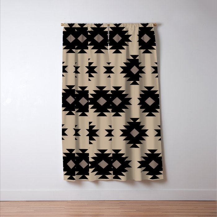 Southwestern Pattern 451 Beige and Black Window Curtain Gallery Image 3
