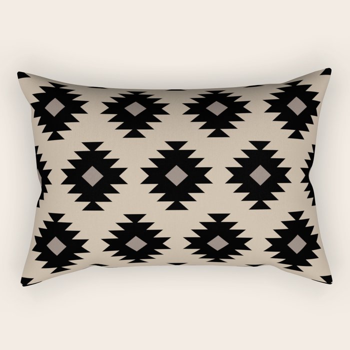 Southwestern Pattern 451 Beige and Black Rectangular Pillow Gallery Image 1