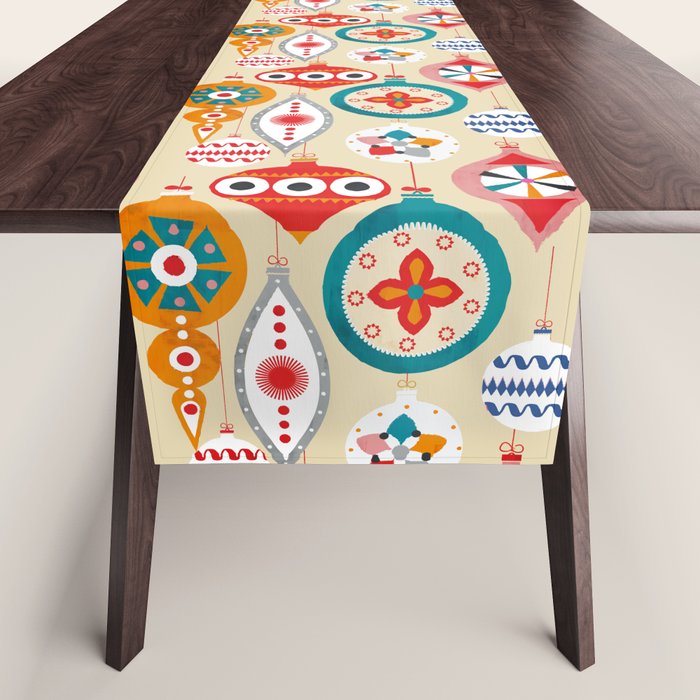 Retro christmas ornaments pattern Table Runner Gallery Image 1