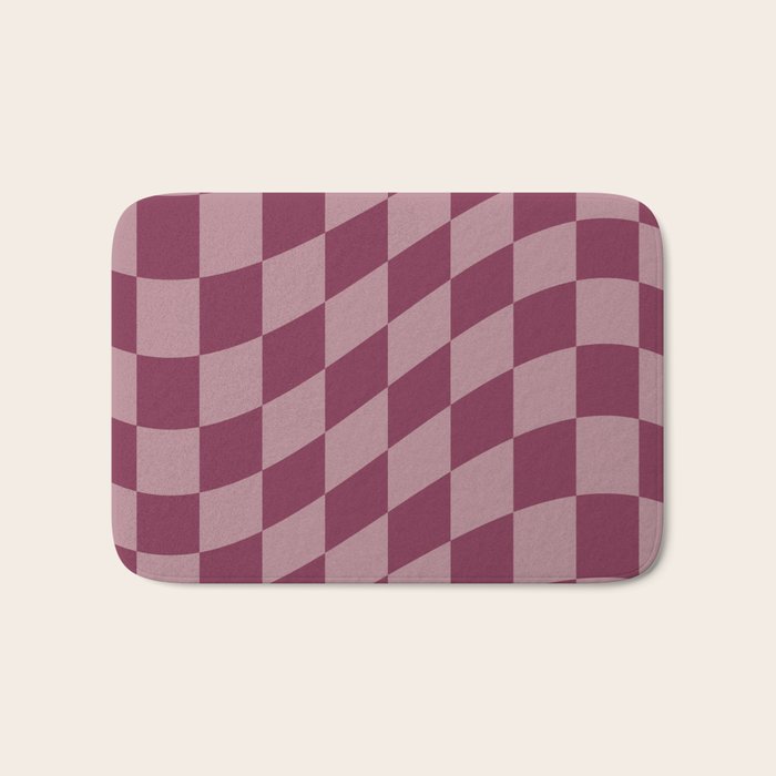Wavy Ripe Berry x Dusty Mauve Bath Mat Gallery Image 1