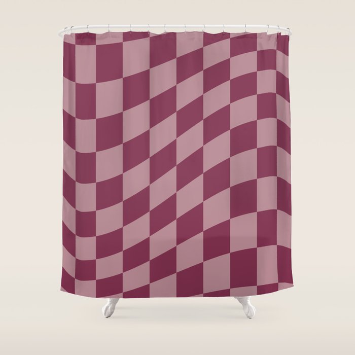 Wavy Ripe Berry x Dusty Mauve Shower Curtain Gallery Image 1