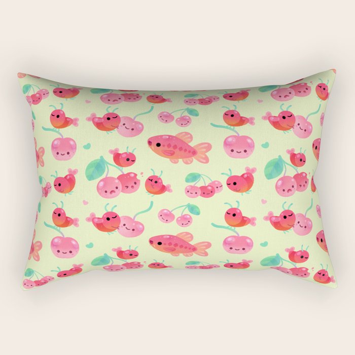 Cherry shrimp and Cherry barb Rectangular Pillow Gallery Image 1