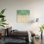 Art Deco Double Drop in Jade and Aquamarine on Cream Wood Wall Art Gallery Image 2