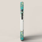Art Deco Double Drop in Jade and Aquamarine on Cream iPhone Case Gallery Image 2